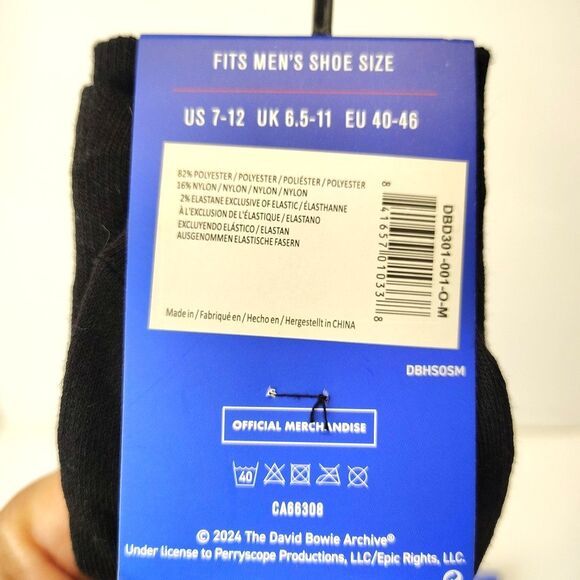 David Bowie Music Novelty 3 Pair Adult Men Crew Size 6-12 NWT - Picture 3 of 4